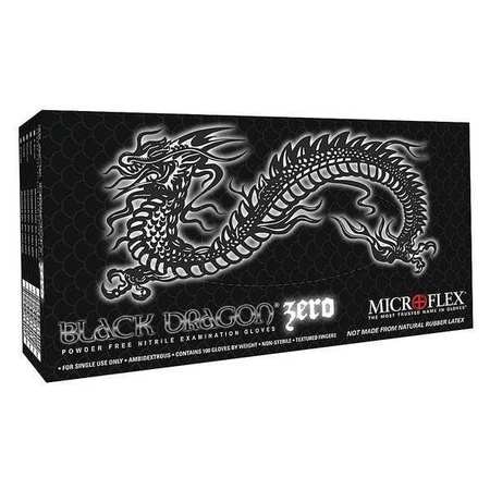 Microflex Black Dragon® Zero Powder-Free Nitrile Exam Gloves, Black, Large