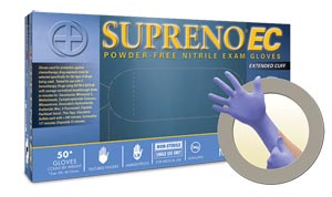 Microflex Supreno® EC Powder-Free Extended Cuff Nitrile Exam Gloves, Blue, Medium