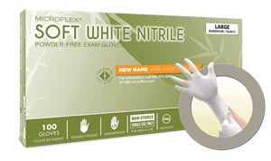 Microflex Tranquility® Powder-Free Nitrile Exam Gloves, White, Large