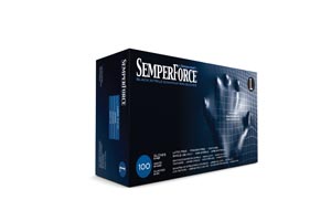Sempermed Semperforce Nitrile Exam Powder Free Textured Glove, Large, Black