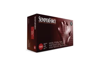 Sempermed Semperforce Nitrile Exam Powder Free Textured Glove, Medium, Black