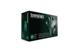 Sempermed Semperforce Nitrile Exam Powder Free Textured Glove, Small, Black