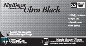 Innovative Nitriderm® Ultra Black Powder-Free Nitrile Synthetic Gloves, XX-Large