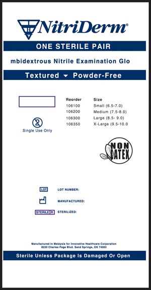 Innovative Nitriderm® Sterile Powder-Free Nitrile Exam Gloves, Large, Nitrile, Sterile, PF, 