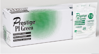 Innovative Prestige® PI Powder-Free Sterile Green Surgical Gloves, Size 9