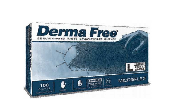 Microflex Derma Free® Powder-Free Vinyl Clear Exam Gloves, X-Large