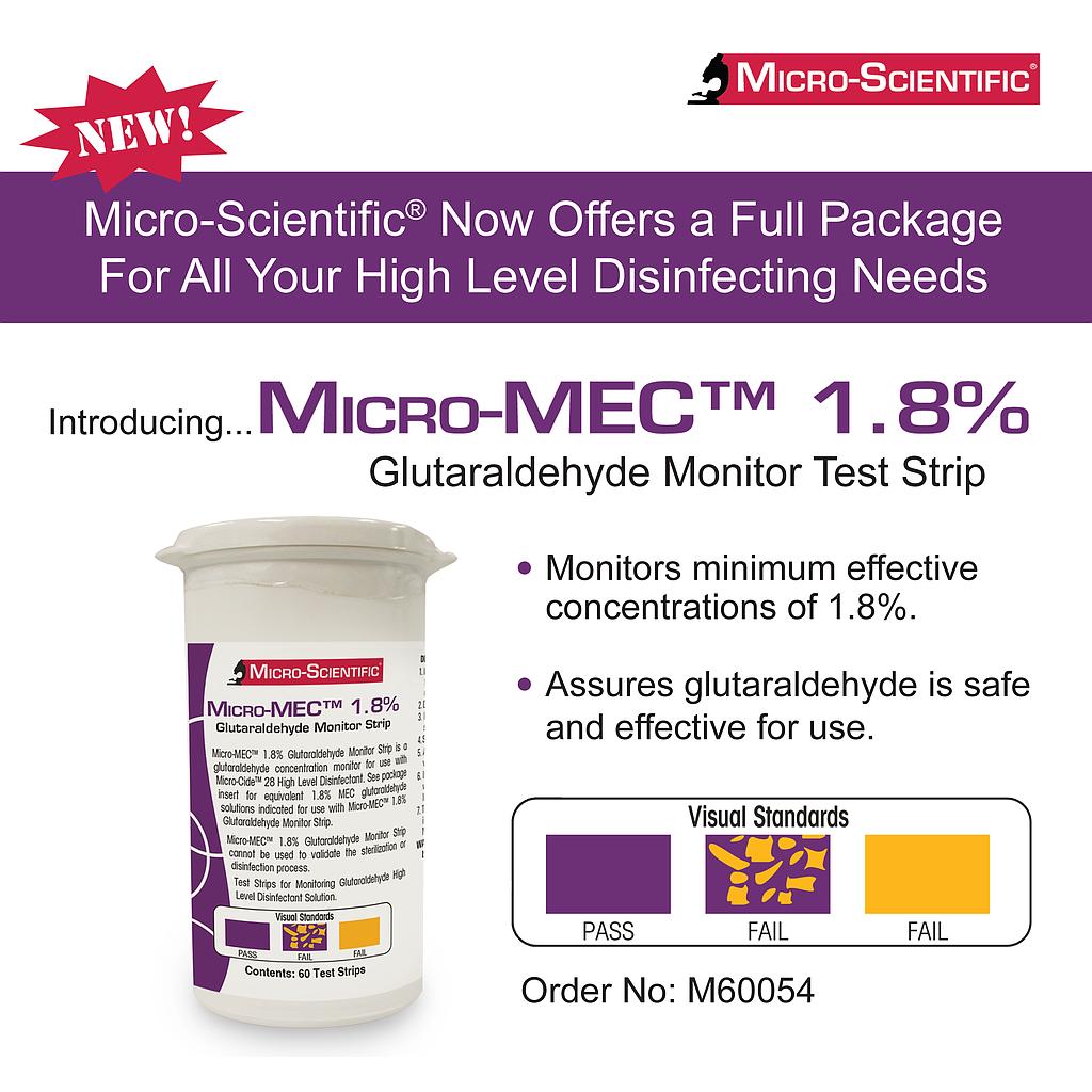 Micro-Scientific Micro-MEC™ 1.8% Glutaraldehyde Monitor Strips