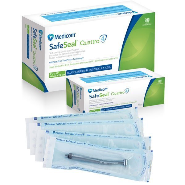 Medicom Safeseal® Quattro Sterilization Pouches, 2¾" x 9"