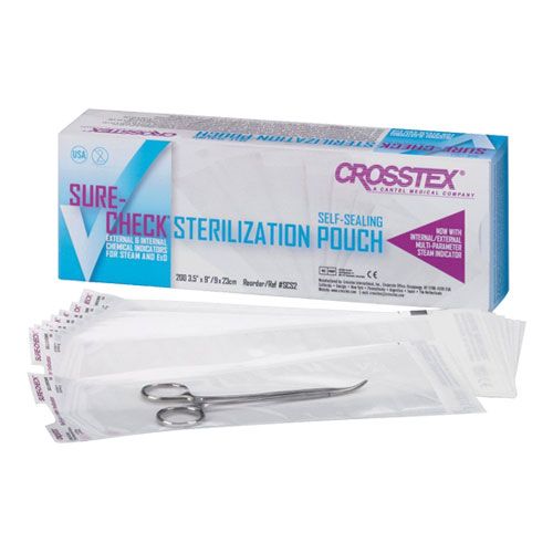 Crosstex Sure-Check Sterilization Pouches, 3½" x 9"