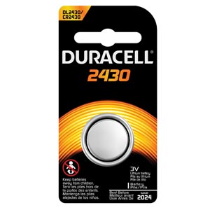 Duracell® Security Battery, Lithium, Size DL2430, 3V