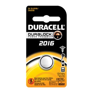 Duracell® Electronic Watch Battery, Lithium, Size DL2016, 3V