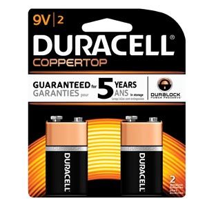 Duracell® Coppertop® Alkaline Retail Battery With Duralock Power Preserve™ Tech, 9