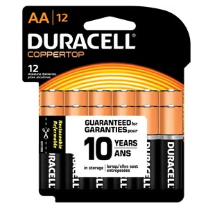 Duracell® Coppertop® Alkaline Retail Batt, Duralock Power Preserve™ Tech, Size AA