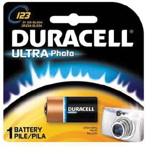 Duracell® Photo Battery, Lithium, Size DL123A, 3V