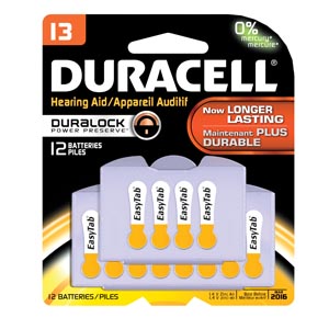 Duracell® Hearing Aid Battery, Zinc Air, Size 13, 12pk