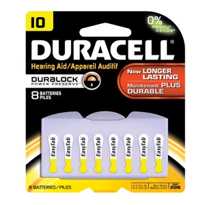 Duracell® Hearing Aid Battery, Zinc Air, Size 10, 8pk