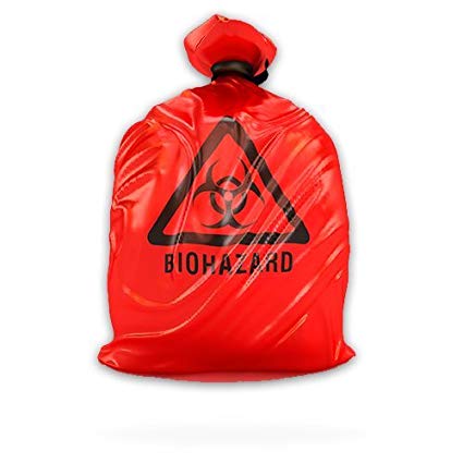 Medegen Infectious Waste Bag with Biohazard Symbol, 30" x 40", Red, 3 mil, 30 Gal