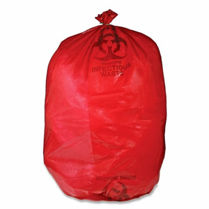 Medegen Biohazardous Waste Bags, 40" x 40", Red/ Printed, 3 mil, 100 rl/cs