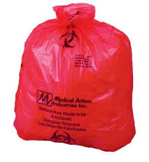 Medegen Biohazardous Waste Bags, 38" x 45", Red/ Printed, 3 mil, 25 rl/cs