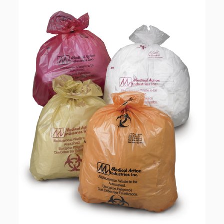 Medegen Autoclavable Biohazard Bags, 38" x 47", Red/ Printed, 2 mil, 100 rl/cs