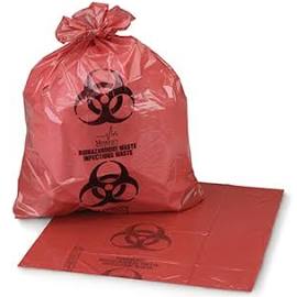 Medegen Waste Bags with Biohazard Symbol, 30" x 46", Red, 1 mil, 20-30 gal