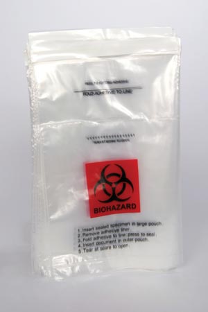 Medegen Tamper Safe™ Lab Specimen Transport Bag, 6" x 9", Bio Red/ Black Print