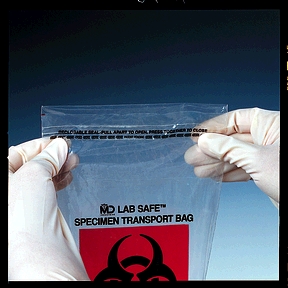 Medegen Lab Safe™ Laboratory Specimen Collection Bags, 6" x 9", Adhesive Closure