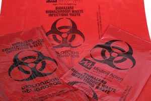 Medegen Biohazardous Waste Bag, 38" x 45" Red, 1.2 mil, 44 gal, 250/cs