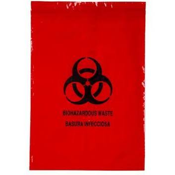 Medegen Specimen Biohazard Transport Bags, 19" x 24", 2 mil, Red