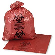Medegen Hamper Bags, 25" x 34", 1.2 mil, Red, "Biohazardous Waste"