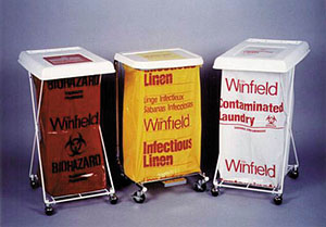 Medegen Hamper Bags, 23" x 23", 1.5 mil, Red, "Biohazardous Waste"