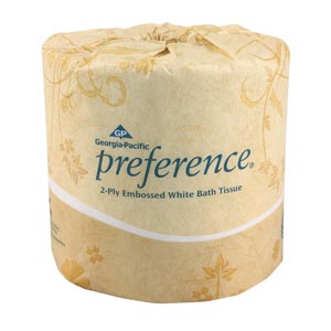 Georgia-Pacific Preference® Embossed Bathroom Tissue, 2-Ply, White, 550 sht/rl