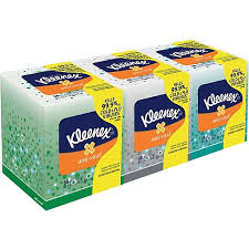 Kimberly-Clark Kleenex® Anti-Viral Facial Tissue, White, 3-Ply, 3-Pack Cube