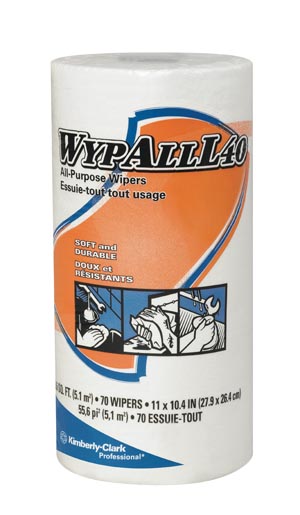 Kimberly-Clark Wypall® L40, White, 11" x 10.4", 70/roll