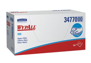 Kimberly-Clark Wypall® X60 Hydroknit™ Wipers, ¼ fold, 11" x 23", White