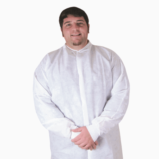 Dukal Fluid Resistant Lab Coat, X-Large, Full Length, Anti-Static, No Pockets, White