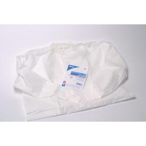 Dukal Fluid Resistant Lab Coat, Medium, Full Length, Anti-Static, No Pockets, White