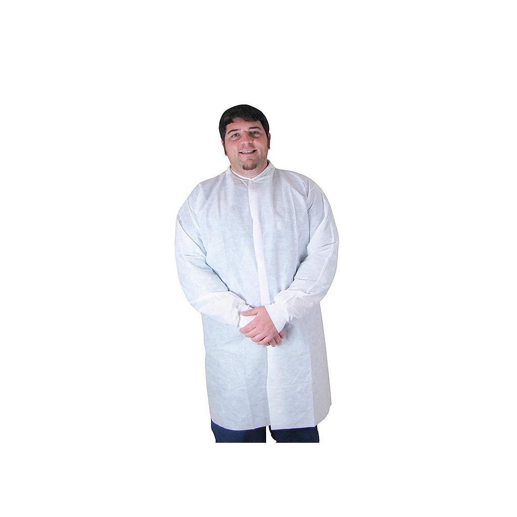 Dukal Fluid Resistant Lab Coat, Small, Full Length, Anti-Static, No Pockets, White