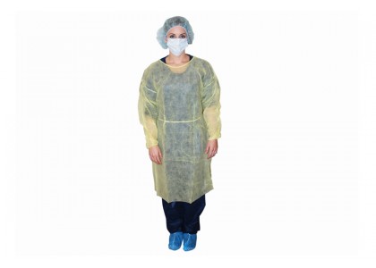 Dukal Isolation Gown, XL, Yellow, NS