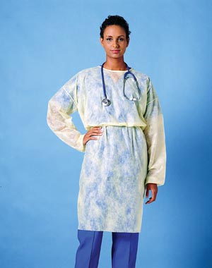 Busse Staff Protection Full Back Gown, Yellow, Knit Cuffs