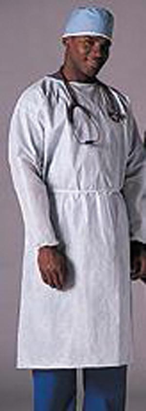 Busse Staff Protection Full Back Gown, White