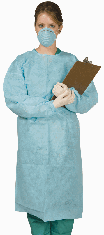 Mydent Disposable Gown, Tie-Back, Blue, Large. 10/bag (10/cs, 18 cs/plt)