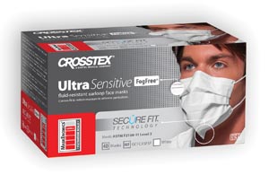 Crosstex Securefit Ultra Sensitive Earloop Mask, No Fog, White