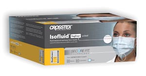 Crosstex Securefit Isofluid Face Mask with Splash Shield, FogFree, Blue