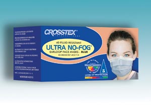 Crosstex Ultra No-Fog® Earloop Mask, Latex Free (LF), Blue