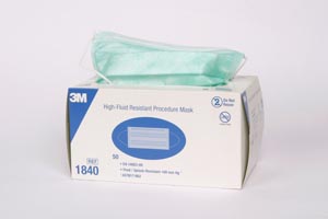 3M™ High Fluid Resistant Procedure Mask, Earloop, Light Green