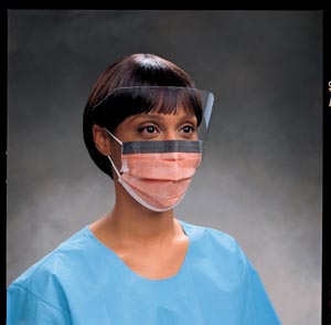 Halyard Fluidshield™ Fog-Free Procedure Mask with Earloops, Wraparound Visor, Orange