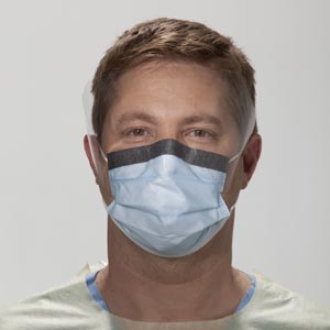 Halyard Fluidshield™ Fog-Free Procedure Mask with Earloops, Wraparound Visor, Blue
