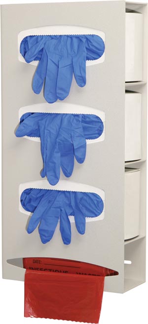 Bowman Triple Glove & Single Roll Bag Dispenser, Quartz