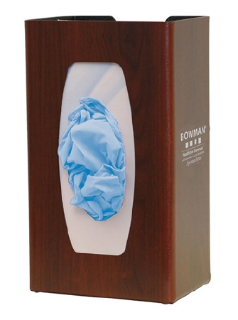 Bowman Glove Box Dispenser, Single Bin, Cherry Fauxwood ABS Plastic